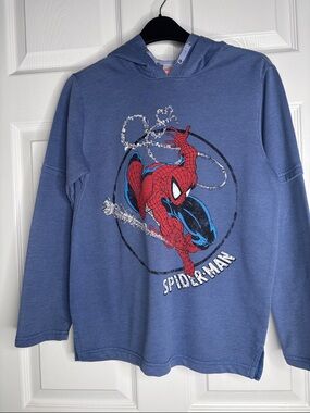 Spiderman Blue Kids Hoodie with Red Graphic
